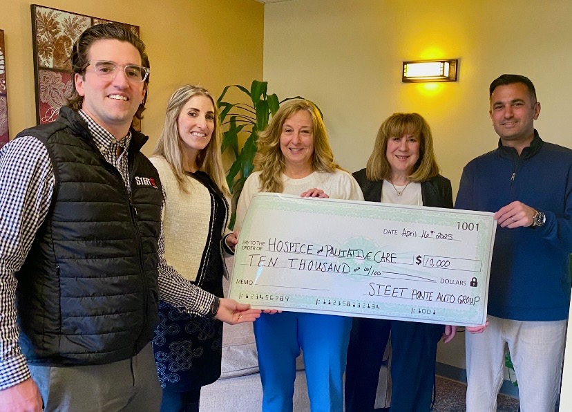 Steet Ponte Auto Group Donation to Hospice & Palliative Care in New Hartford, NY. From left to right: Joe Steet Jr., Carly Steet Mathias, Mary Bogdan, CEO of Hospice; Joanne Moskal, CIO of Hospice; Steve Ponte Jr.