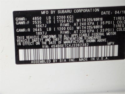 2018 Subaru Outback 3.6R Touring