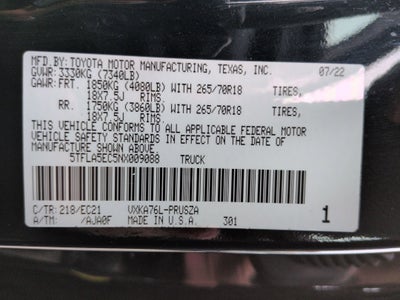 2022 Toyota Tundra SR5 w/ TRD Convenience & Off Road Pkg