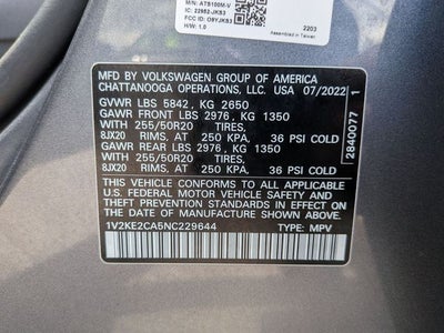 2022 Volkswagen Atlas Cross Sport 3.6L V6 SE w/Technology