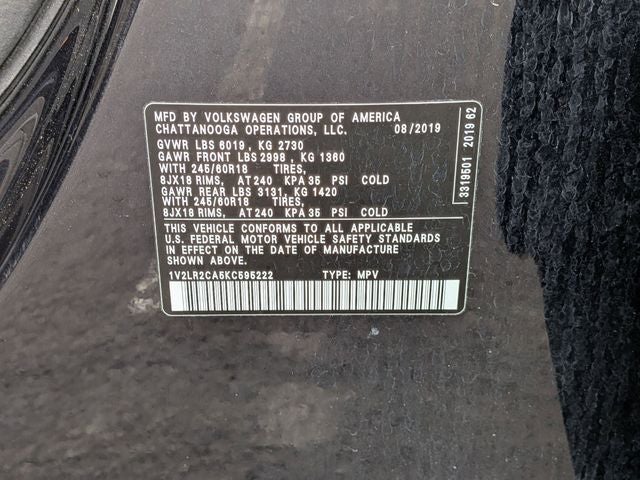 2019 Volkswagen Atlas 3.6L V6 SE 4Motion