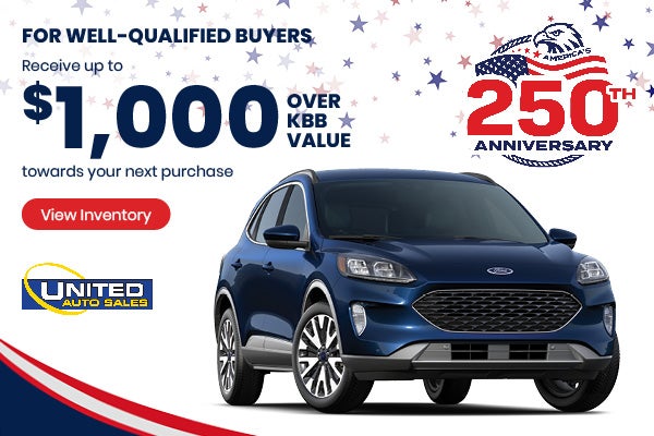 Well-Qualified Buyers Receive Up To $1,000 Over KBB Value!