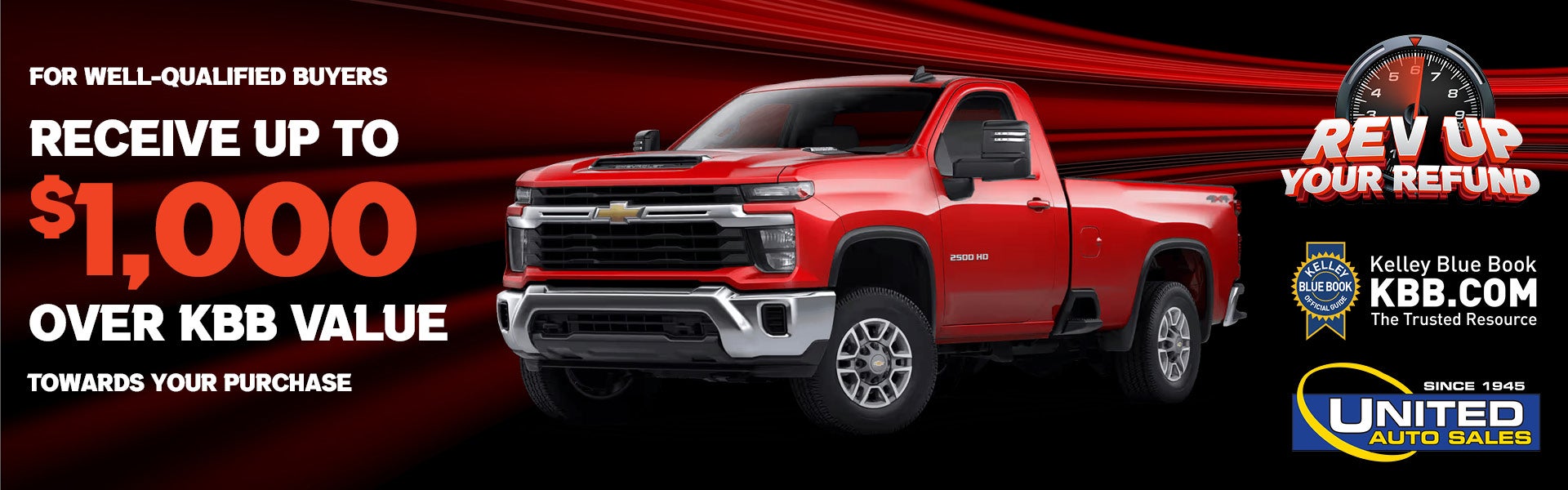 Receive up to $1,000 over KBB value at United Auto Sales